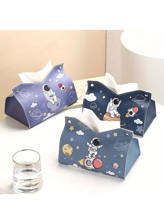 Purple Leather Astronaut Tissue Box Waterproof Creative Design For Home And Restaurant - Image 1
